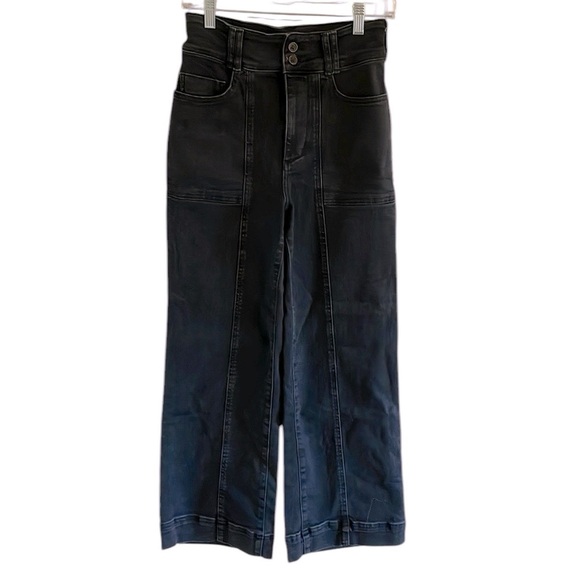 Pilcro Denim - Pilcro Anthropologie High‎ Rise Cropped Jeans Women’s Size 26 Wide Leg Black